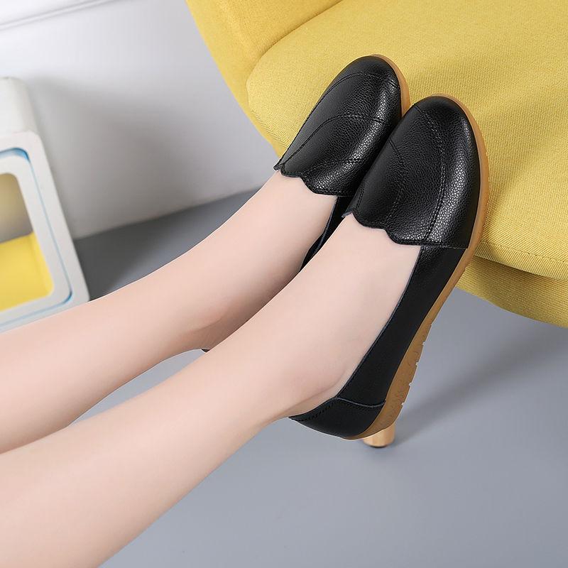 Туфли из натуральной кожи для женщин, белые мокасины, летний классический стиль 2024 года, туфли для медсестер, женские кожаные туфли на плоской подошве