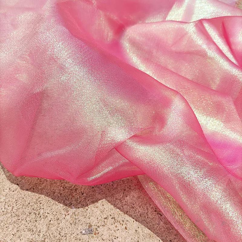 100x150 см блестящая органза вуаль ткань волшебный цвет марля шитье юбка платье фон сценический декор флуоресцентная ткань