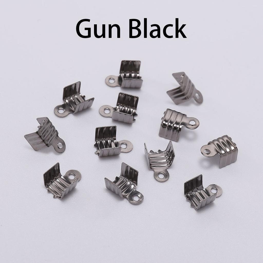 200 pcs/lot Metal End Caps End Clasps Leather Cord Crimp Bead Connectors For Jewelry Making Findings DIY Accessories Supplies