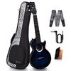 Enya Taimane Tenor Ukulele EUT-Moon BU EQ Mahogany Solid Wood Ukulele with Pickup, Beginner's Set, Case and Strap Included