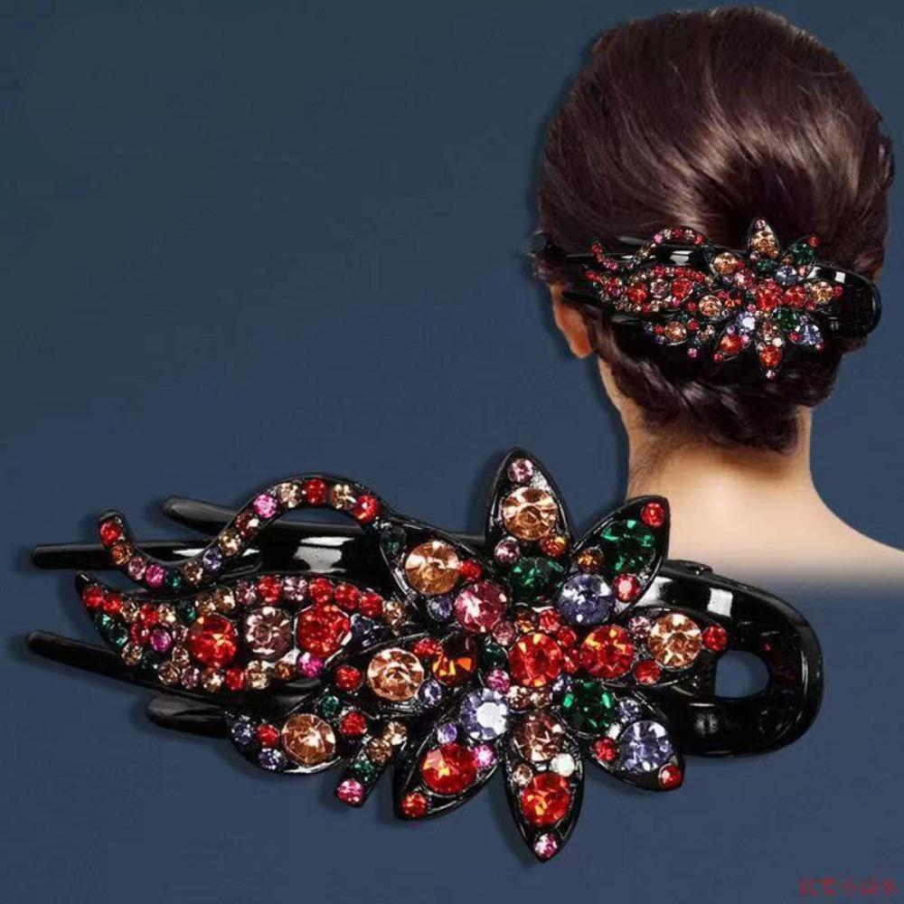 Lesklé drahokamy Vlásenka Květinový list Kachní zobák Vlasové drápky Retro sponky do vlasů Příslušenství pro ženy