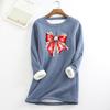 Women's Round Neck Print Thickened Plush Cashmere Warm Long Top