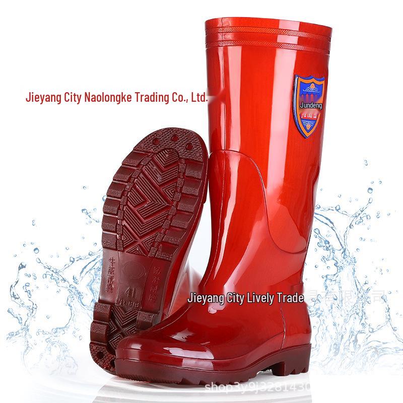 Мужские высокие резиновые дождевые ботинки песочного цвета, быстросохнущие - Водонепроницаемые, Нескользящие, Без сетки