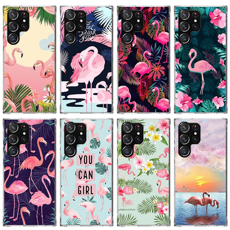 Pink Red Flamingo Phone Case For Samsung Galaxy S23 S24 S25 Edge S26 Ultra S22 + S21 Plus S20 FE Cover Silicone Print Shell Gala