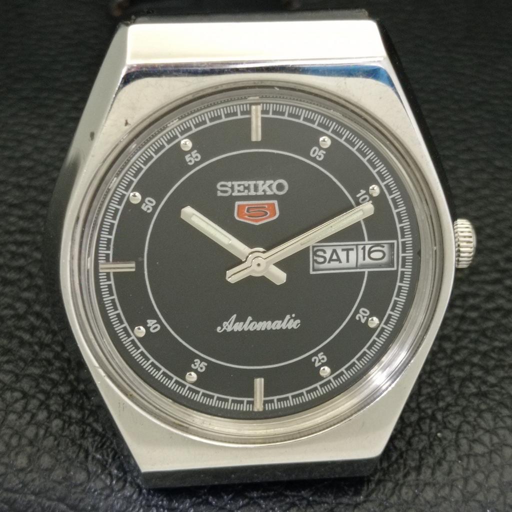 ЯПОНИЯ 6309A ВИНТАЖНЫЕ МУЖСКИЕ АВТОМАТИЧЕСКИЕ ЧАСЫ SEIKO 5 С ЧЕРНЫМ ЦИФЕРБЛАТОМ a701289-5 R206a-a701289