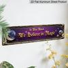 2D Flat - 1pc Magic House Metal Sign | Vintage Wizard Aluminum Decorative Sign with Golden Frame and Magic Symbols - Ideal for Home, Bars, Cafes