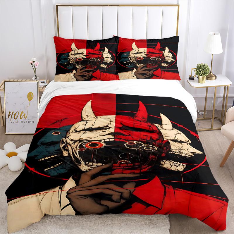 3pcs bedding set Cyberpunk Mask Includes 1 Comforter + 2 Pillowcases, Without Pillow Inserts, Soft Comfortable,a0909084