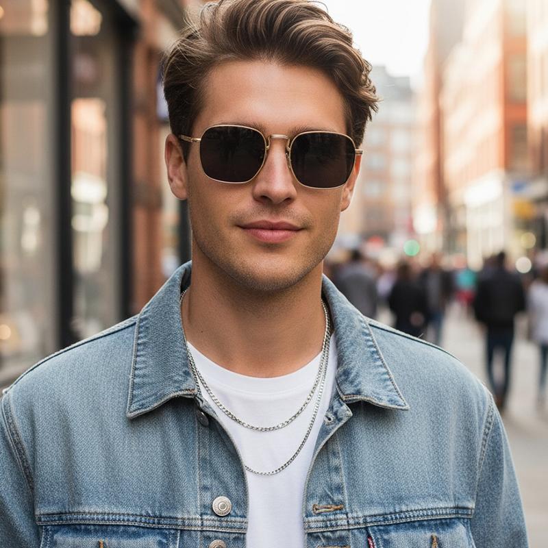 New Trendy Metallic Personalized Versatile Men Sunglasses With Retro Style Rectangular Frames For Women 2402