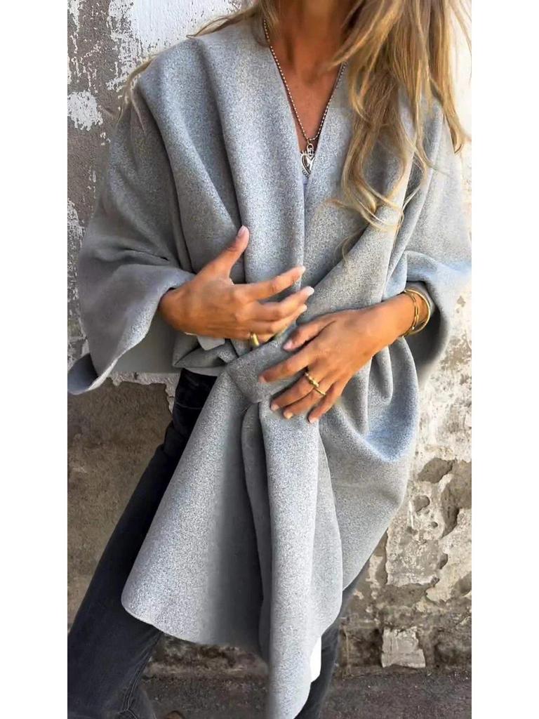 European and American Autumn/Winter Shawl Cloak - Slimming, Warm, Solid Color, Versatile Coat