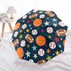 Sports Ball & Star Pattern Automatic Opening/Closing Umbrella - Portable Tri-Fold Design, 8-Rib Iron Frame Outdoor Umbrella, Ideal Gift for