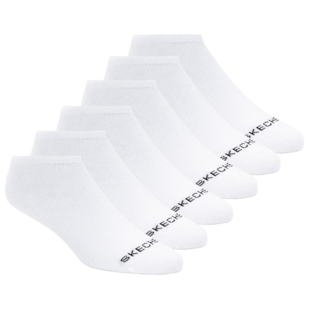 Skechers 6pk Womens Cotton Nshw Blac, Unisex white Socks