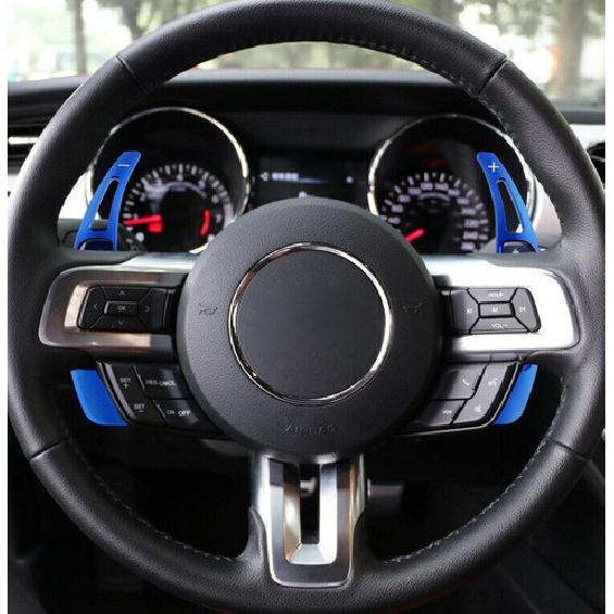 Aluminum Steering Wheel Shifter Paddle Extension trim for Ford Mustang 15+ Blue