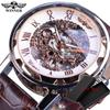 Winner Black Gold Male Clock Men Relogios Skeleton Mens Watches Top Brand Luxury Montre Leather Wristwatch Men Mechanical Watch