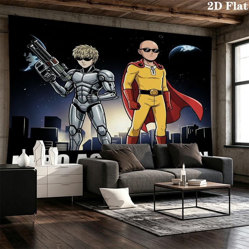 Onepunch Man Wall Tapestry Aesthetic Wall Hanging Printed Fabric Blanket Decorative Tapestries For Bedroom Living Room Home Decor