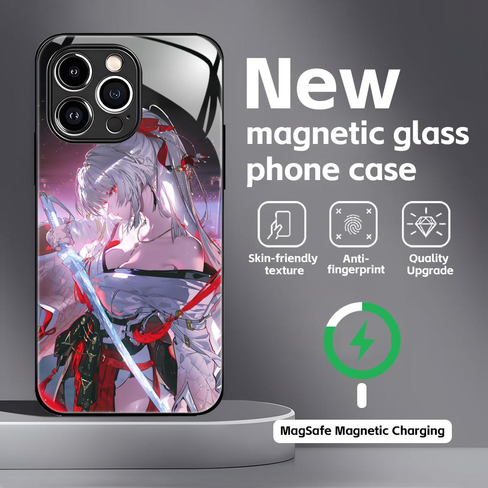 Чехол для телефона Wuthering Waves Hiyuki для iPhone 17 16 15 14 13 12 11 X XR XS 8 Plus Mini Pro Max Стеклянный Магнитный Чехол