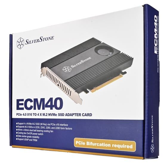 Silverstone Expansion Card Supports 4 X NVMe SSD Via PCIe X16 Interface SST-ECM40 M.2 (M Key)