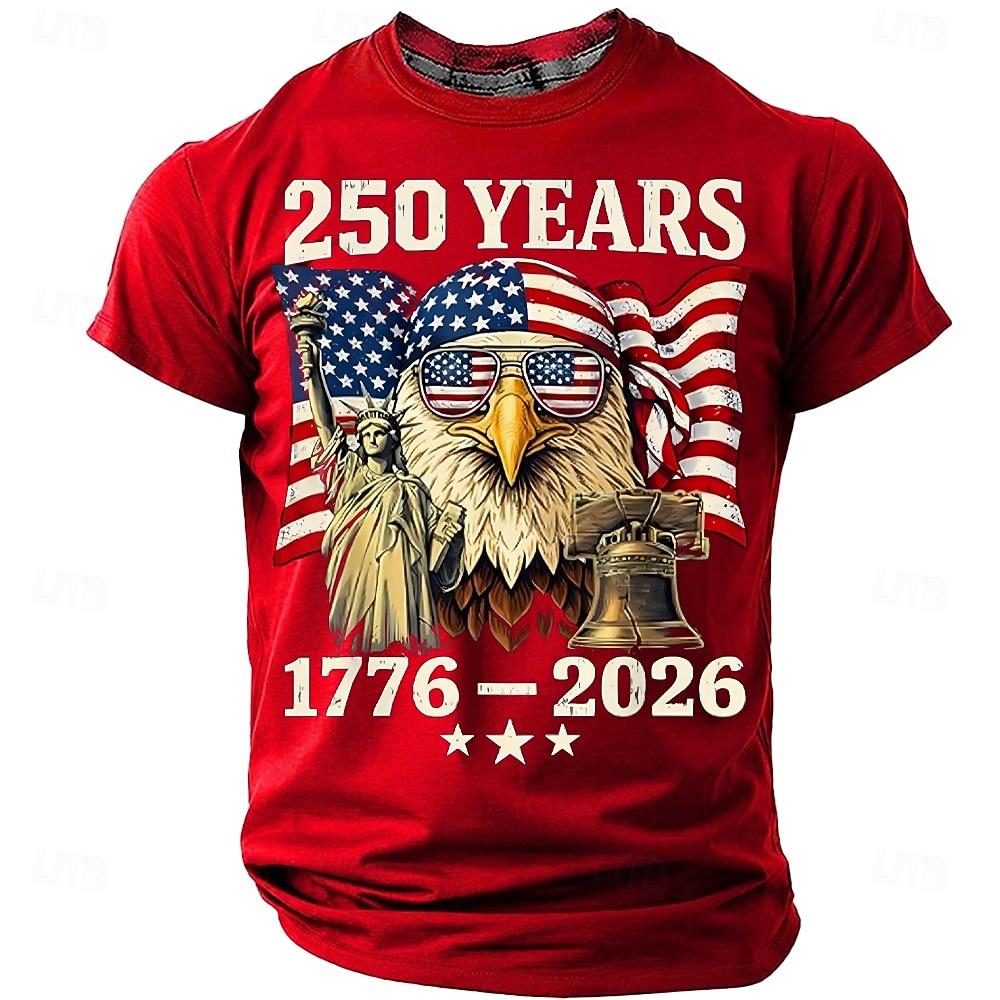 Америка 250-й День Рождения Орел Флаг 250 Лет 1776-2026 Унисекс Мужские Футболки Повседневный Стиль