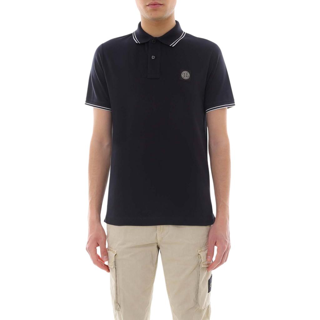 STONE ISLAND Рубашка-поло с логотипом Compass Patch темно-синяя мужская 80152SC18-A0020