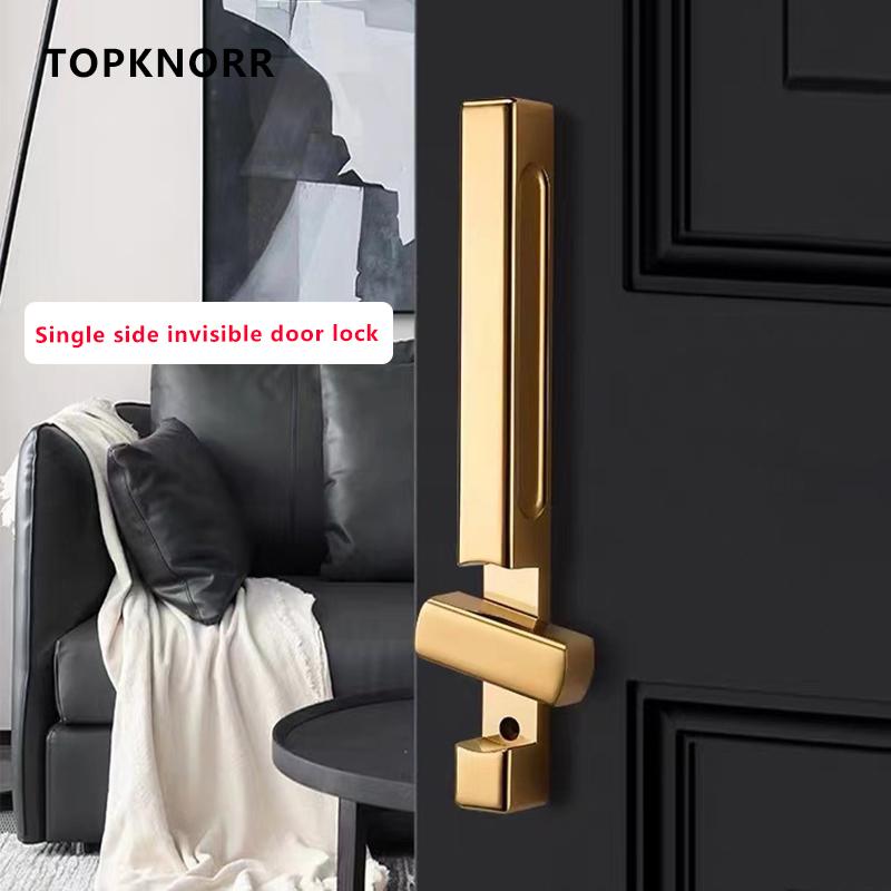 2022 New Invisible Magnetic Door Lock Interior Background Wall Storage Room Door Handle Hidden Cloakroom Gold Single Door Lock