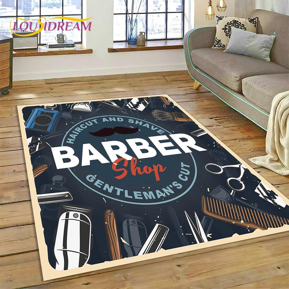 Модный логотип парикмахерской Череп Винтажный ковер-циновка для спальни, гостиной, дома, украшение для дивана, большой игровой коврик для ребенка
