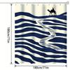 Modern Abstract Wave Shower Curtain - Navy Blue & White Stripes, Polyester Fabric, Machine Washable, Contemporary Bath Decor
