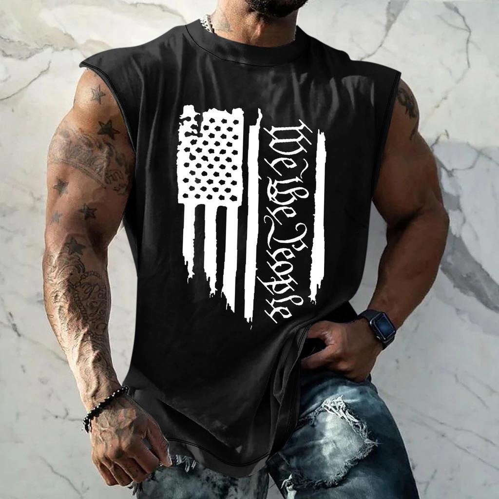 Летний мужской однотонный поглощающий пот дышащий жилет без рукавов с принтом и расширяющимся плечом