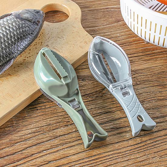 Удобный очиститель для удаления рыбной чешуи, очиститель для рыбной чешуи, скребок в форме рыбы с контейнером для хранения для домашней кухни