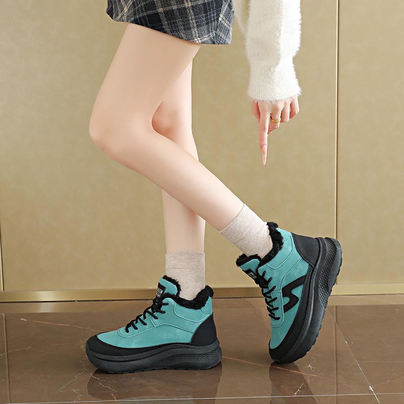 Women's Snow Boots With Faux Fur Lined Winter Causal Sneakers Warm Outdoor Lightweight Non-Slip Ankle Booties Workout Running Walking Shoes for Women