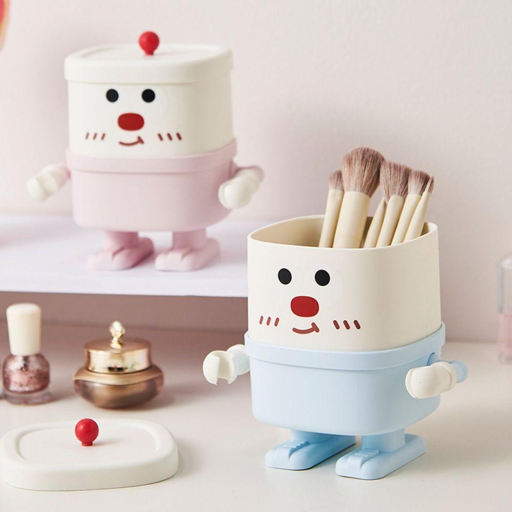 Мультяшный ящик для хранения пластиковый мусорный бак контейнер для хранения кисточек для макияжа