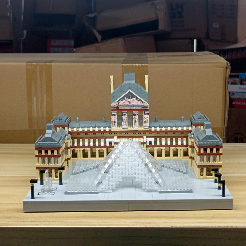 Новые строительные блоки Micro Mini Block Лувр для взрослых, наборы игрушек-архитектура, конструктор, детская игрушка, собираемые кубики