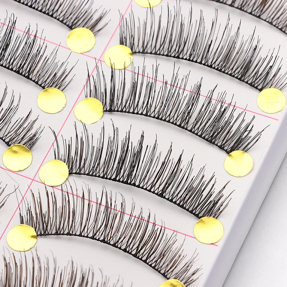 10 Pair Beauty Thick Natural False Eyelashes Makeup Tool Fake Lash Black