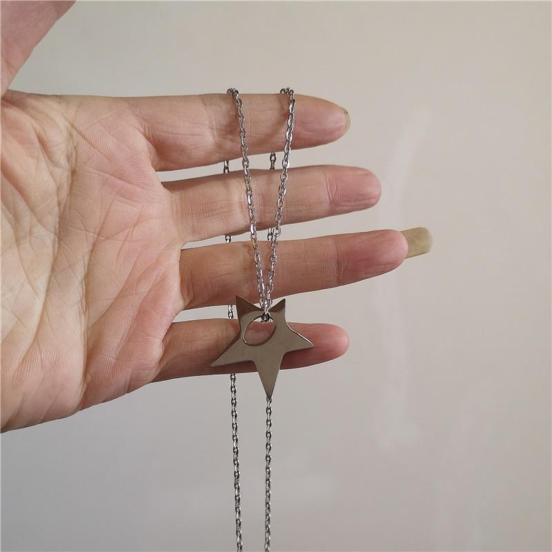 Kpop винтажное ожерелье в стиле панк серебряного цвета со звездой, ожерелье из бисера для мужчин и женщин, уличный хип-хоп, эстетические ювелирные изделия в стиле гранж, аксессуары Y2K