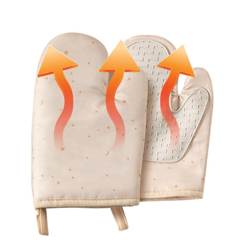 Oven Gloves Cooking Mitts Heat Resistant Kitchen Gloves Silicone Non-Slip Potholder with Soft Lining Waterproof Hand Protection
