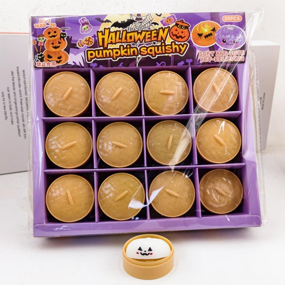 24pcs/set Halloween Squishy Crystal Bun Soft Cute Fidget Sensory Toy Favors Gift