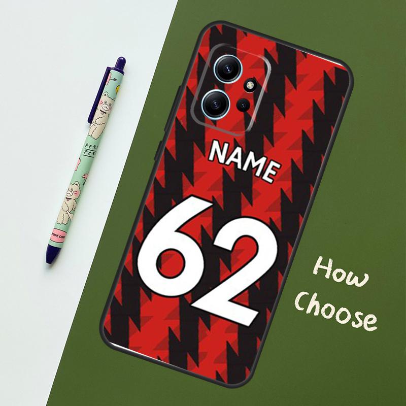 Чехол с индивидуальным номером и именем футболиста для Xiaomi Redmi Note 11 12 10 Pro 8 9 Note 12S 11S 9S 10S Redmi 12C 9C 10C 12