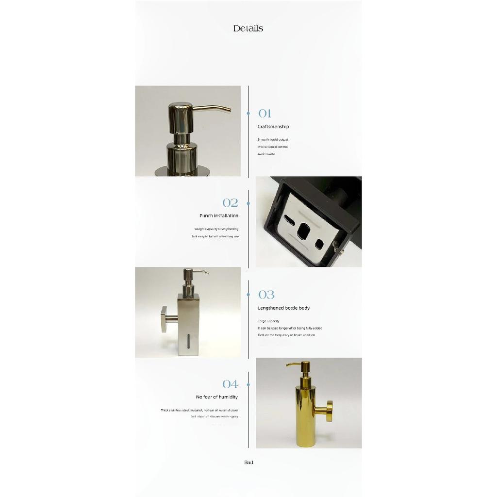 Stainless Steel Hand Sanitizer Bottle Liquid Soap Dispensers Shower Gel Hanging Bottle Punch Wall-mounted Bottle