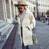 Womens Plaid Wool Blend Long Coat Single Breasted Notched Lapel Oversized Casual Winter Outerwear