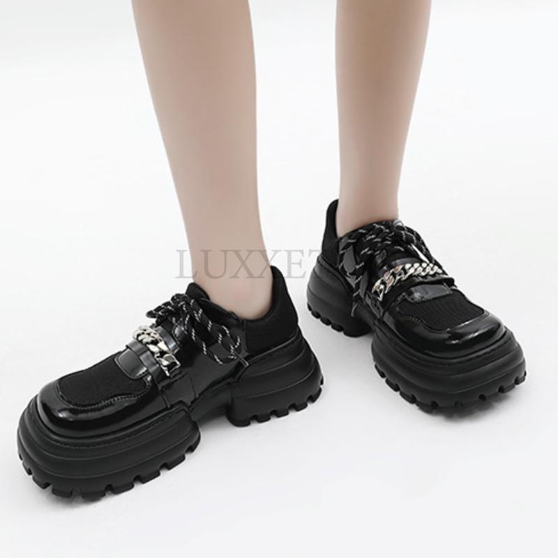 Туфли в стиле Лолита в готическом стиле с металлической цепочкой на платформе, женские, весна 2024 г., туфли-лодочки из лакированной кожи в стиле колледжа, женские, японская школьная форма