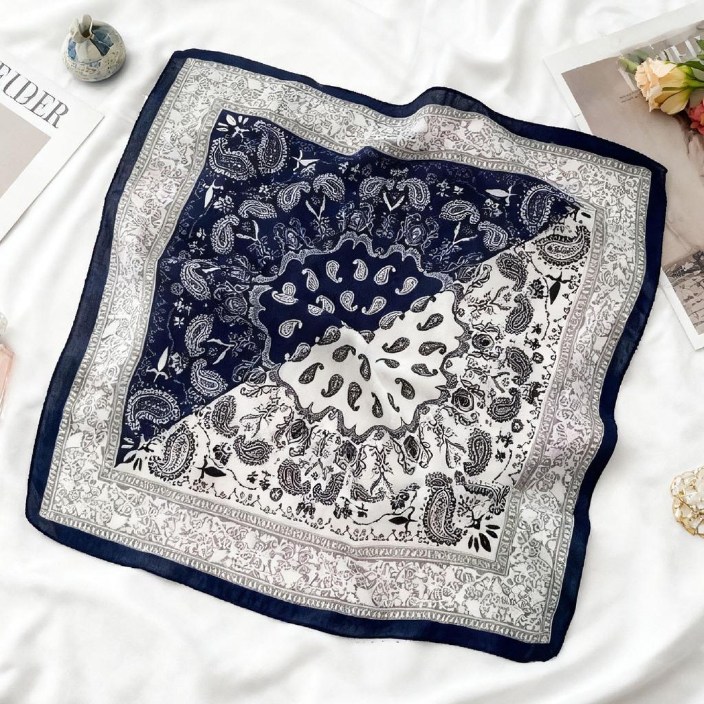 Retro cashew flower small square scarf silk scarf women's new neck high-end decorative neck protection scarf scarf belt