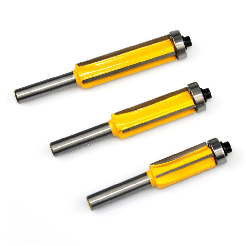3pcs 8mm Shank Flush Trim Bit 4 Flute Woodworking Router Bit Trimming Router Bit Woodworking