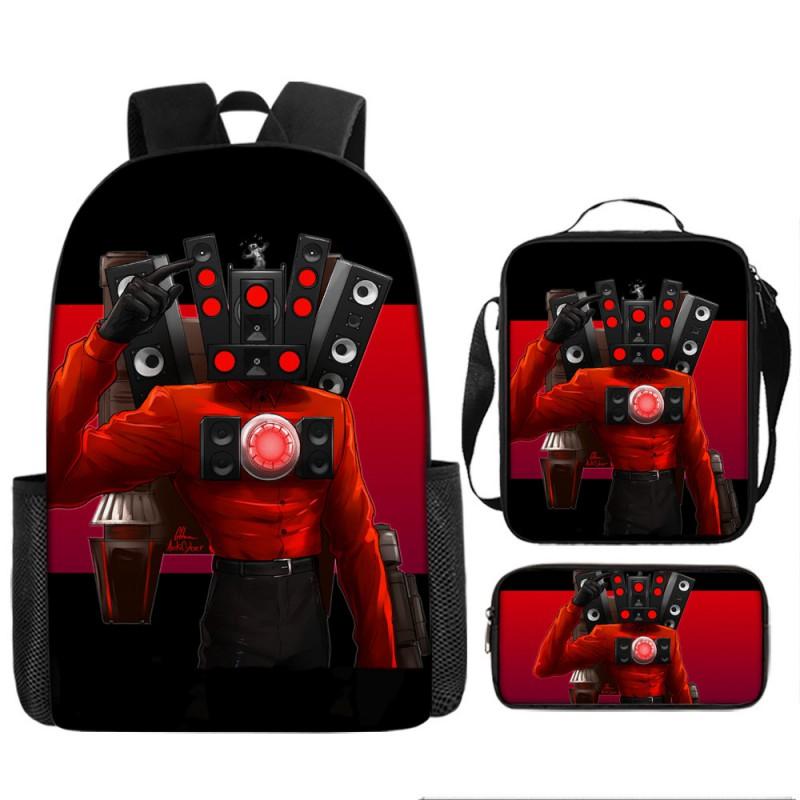 Skibidi Toilet Titan Drill Man Backpack Kids Ages 10-12 Oxford Fabric School Bag With Air-Cushion Straps Trendy Printed