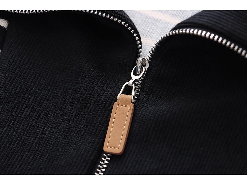 Полосатая толстовка Sinan French Zipper Polo Collar, дизайн осень/зима 2024, SN2133