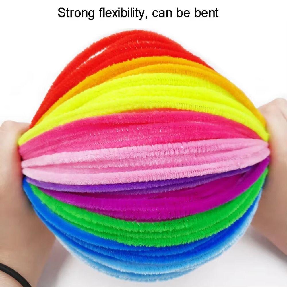 100pcs Educational Toys DIY Strips Twist Bar Chenille Stems Plush Wired Twist Sticks  Handcraft