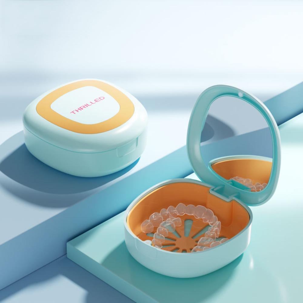 Новый С зеркалом Брекеты Коробка Очищающая коробка Коробка для замачивания Футляр для ортодонтического ретейнера Футляр для дренажа капы