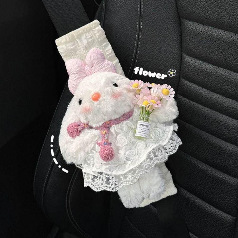 Long-eared Rabbit Car Seat Belt Cover Anti Slip Seat Belt Shoulder Pad  Children's Car Safety