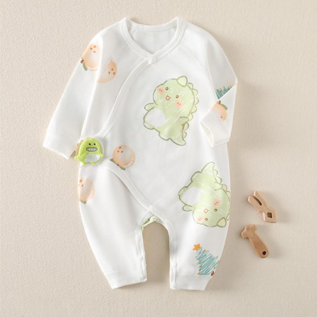 Baby Newborn Romper With Breathable Cotton And Diagonal Tie For Gentle Sleep