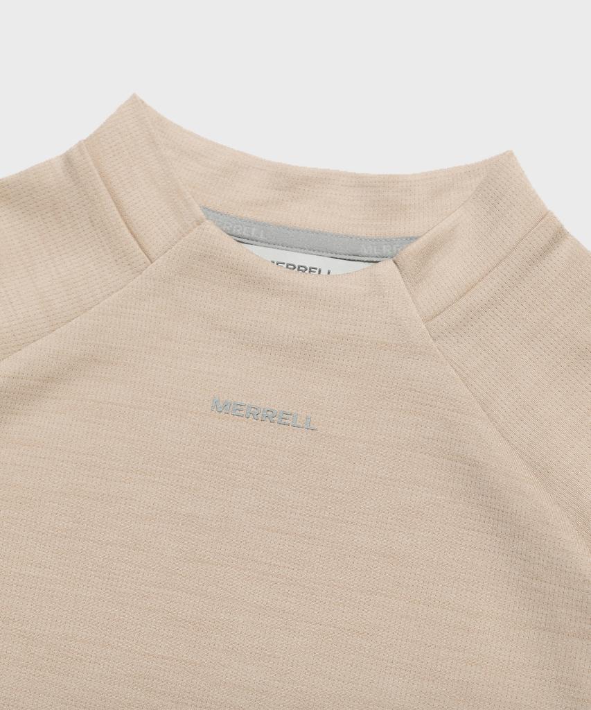 MERRELL [Женская] Походная футболка с длинным рукавом и воротником-стойкой Светло-бежевая