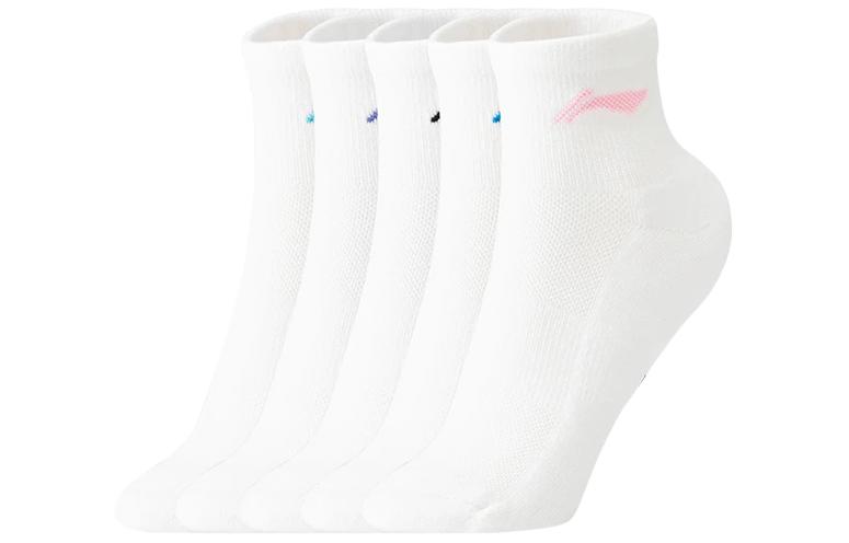 Li Ning Коллекция Бадминтон Носки для бадминтона Женские 5 пар Белые AWTU004-1