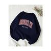 Unisex Navy Blue Bronklyn Printed Oversize Sweatshirt