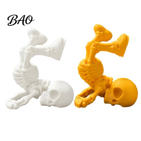 3D Printed Skeleton Model Break Dancing Figurine, Posable Articulated Skull Statue, Creative Gift for Men Funny Handstand Decor, Novelty Halloween